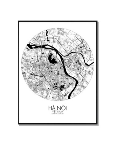 Affiche Hanoi Carte ronde 40x50