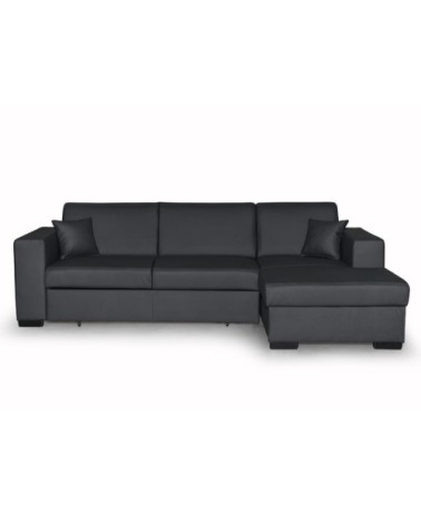 Canapé d'angle droit convertible en simili gris