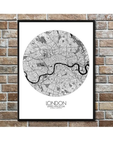 Affiche Londres Carte ronde 40x50