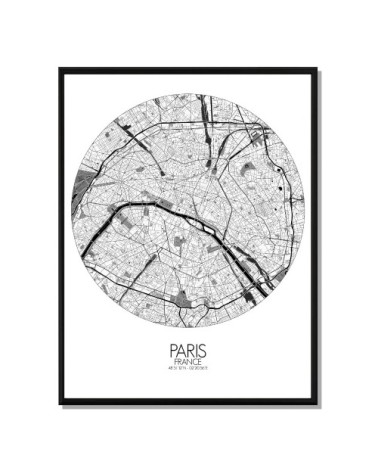 Affiche Paris Carte ronde 40x50