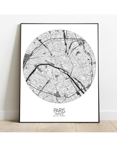 Affiche Paris Carte ronde 40x50