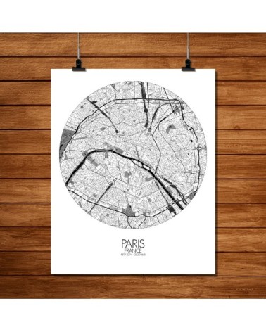 Affiche Paris Carte ronde 40x50