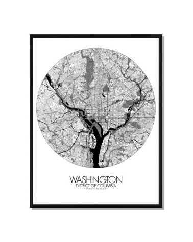 Affiche Washington Carte ronde 40x50