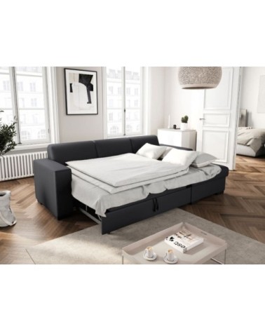 Canapé d'angle droit convertible en simili gris