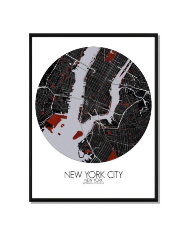 Affiche New york Carte Rouge 40x50