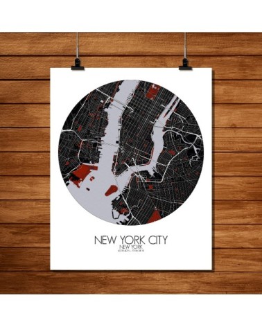 Affiche New york Carte Rouge 40x50