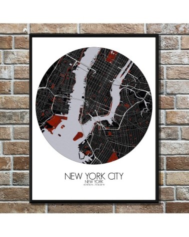 Affiche New york Carte Rouge 40x50