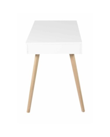 Bureau blanc Scandinave1 tiroir pieds chêne