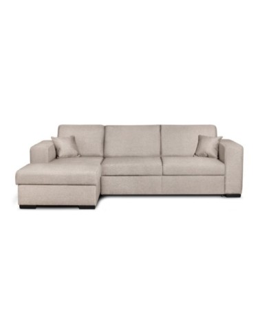 Canapé d'angle gauche convertible en tissu beige