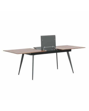 Table extensible noyer plaqué 180 cm + allonge intégrée