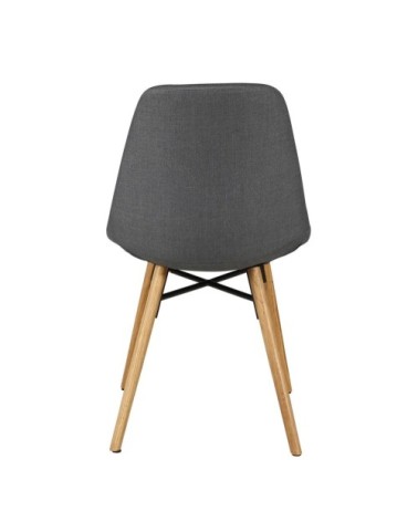 Chaise de repas en tissu gris foncé et pieds chêne