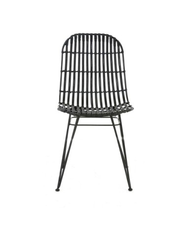 Chaise en rotin noir et métal