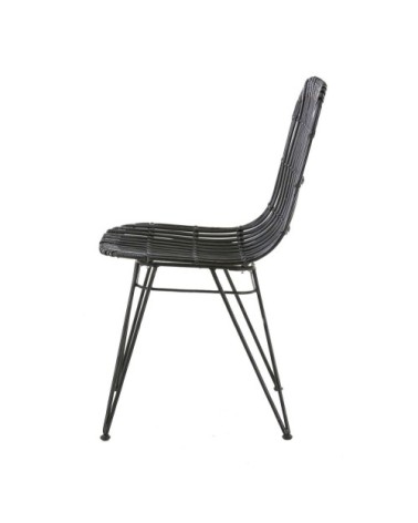 Chaise en rotin noir et métal