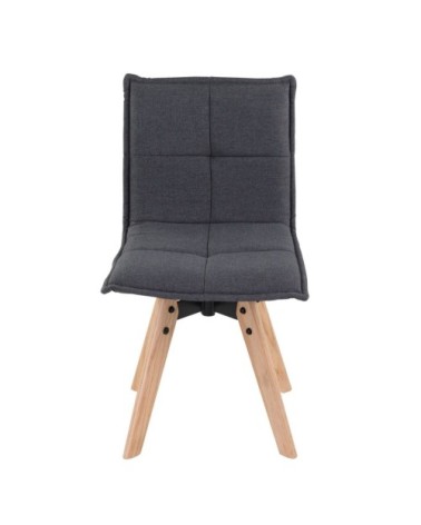 Chaise tissu gris foncé piétement chêne