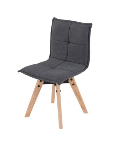 Chaise tissu gris foncé piétement chêne