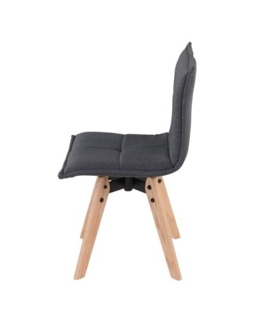 Chaise tissu gris foncé piétement chêne