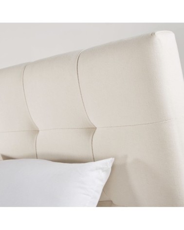 Lit double capitonné ivoire avec rangements, 160x200