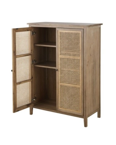 Cabinet de rangement cannage rotin 2 portes