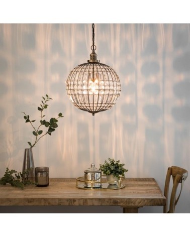 Suspension boule à pampilles et métal