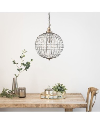 Suspension boule à pampilles et métal