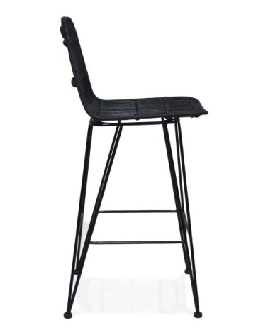 Chaise de bar cannage couleur noir h assise 65cm