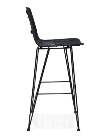 Chaise de bar cannage couleur noir h assise 75cm