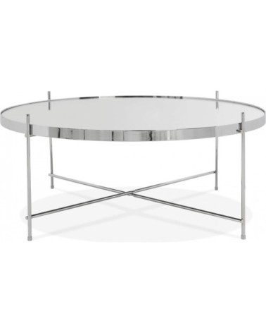 Table basse design métal et verre miroir chrome d83cm