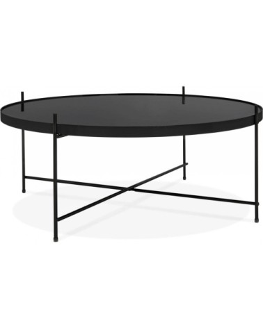 Table basse design métal et verre miroir noir d83cm