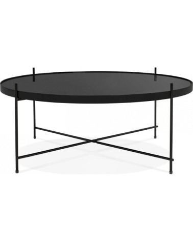Table basse design métal et verre miroir noir d83cm