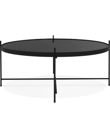 Table basse design métal et verre miroir noir d83cm