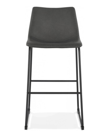 Tabouret de bar minimaliste assise rembourrée imitation gris