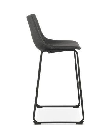 Tabouret de bar minimaliste assise rembourrée imitation gris