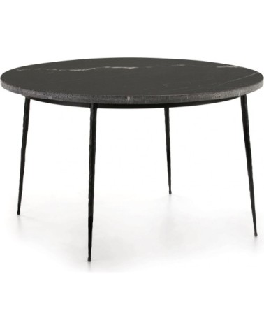 Table a diner ronde en marbre noir 4 places d125cm