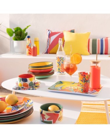 Serviettes en papier multicolore motifs rayures et fruits (x20)