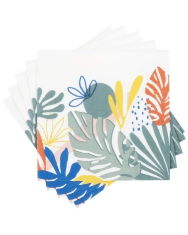 Serviette en papier motif végétal multicolore (x20)