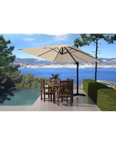 PALATINO - Parasol déporté et rotatif 3x3m écru