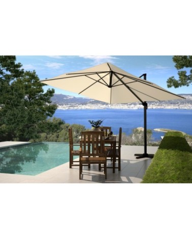 PALATINO - Parasol déporté et rotatif 3x3m écru