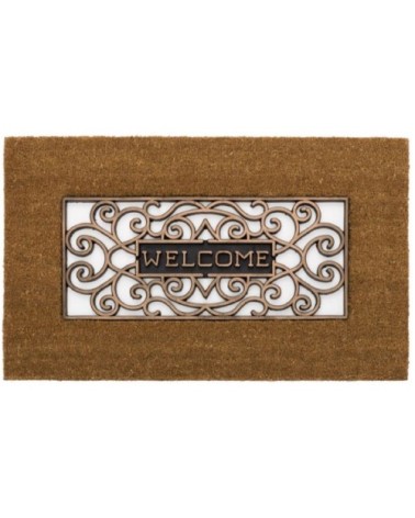 Paillasson en coco et caoutchouc doré