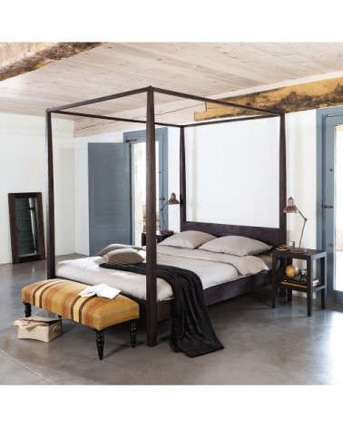 Lit à baldaquin en acacia massif 160x200