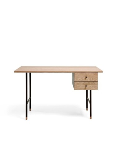 Bureau design bois et métal 2 tiroirs bois clair