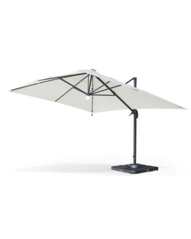Parasol déporté solaire LED écru 3x4m