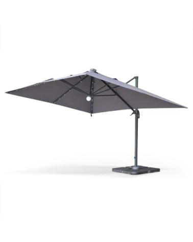 Parasol déporté solaire LED gris 3x4m