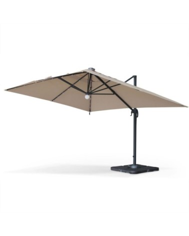 Parasol déporté solaire LED beige 3x4m