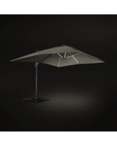 Parasol déporté solaire LED beige 3x4m