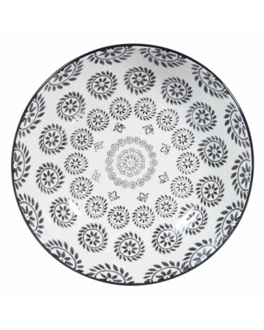 Assiette creuse en grès noir/blanc D 20 cm