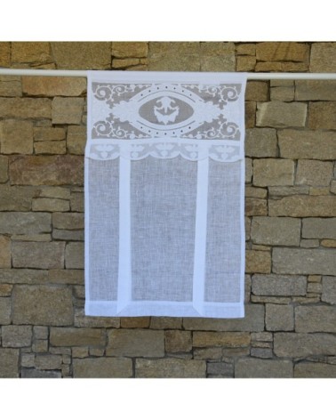 Store en lin blanc et broderies 60X120 CM