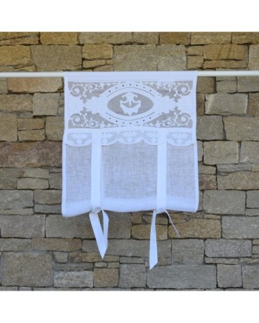 Store en lin blanc et broderies 60X120 CM