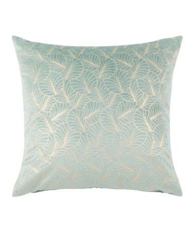 Coussin en velours bleu imprimé doré 45x45