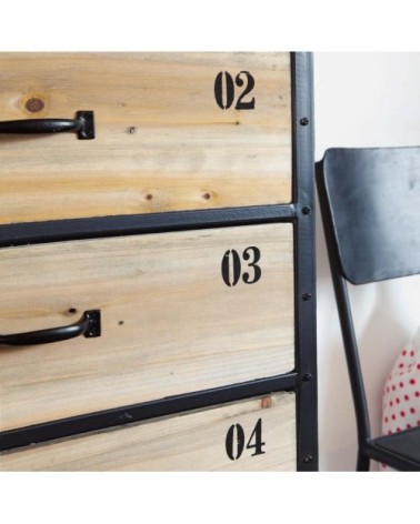 Semainier industriel 6 tiroirs en métal noir et bois de sapin