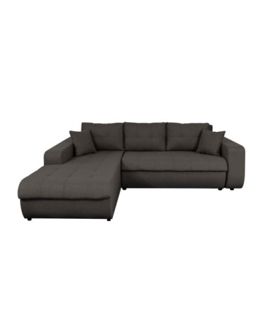 Canapé d'angle convertible en tissu - gris foncé - angle gauche